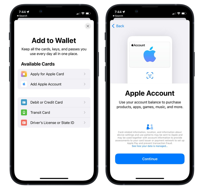 连江苹果手机维修分享iOS 15.5钱包App如何添加 Apple 账户 